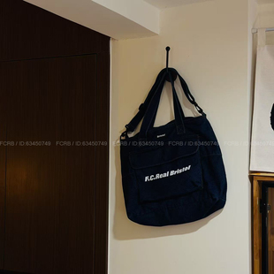 潮牌FCRB水洗牛仔布托特包男女大容量通勤腋下包单肩斜挎手提包