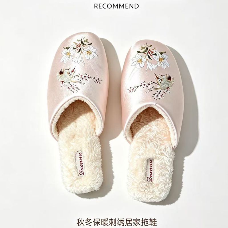 秋冬加绒防滑女士穆勒棉拖