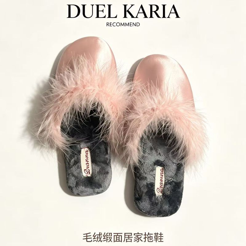 女款轻奢加绒防滑外穿保暖棉拖