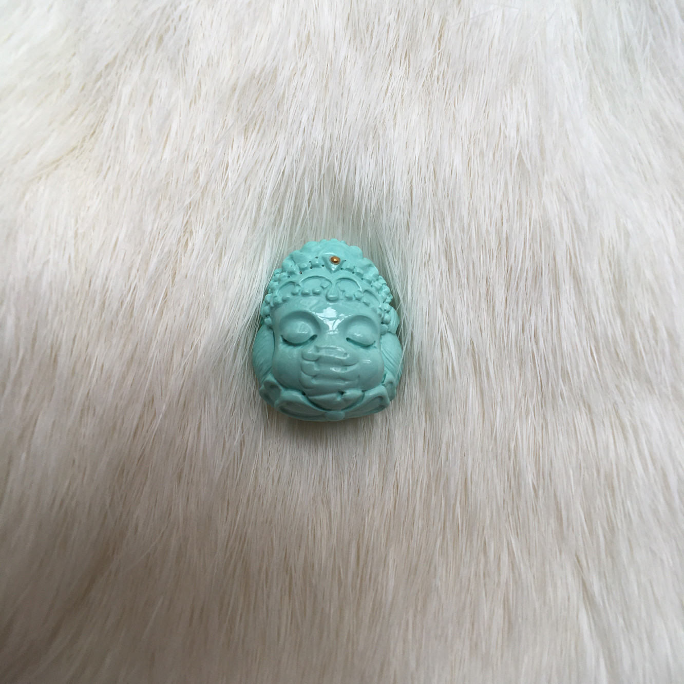 湖北原矿绿松石象神公主蓝绿精雕高瓷18k金镶嵌吊坠流行时尚高档