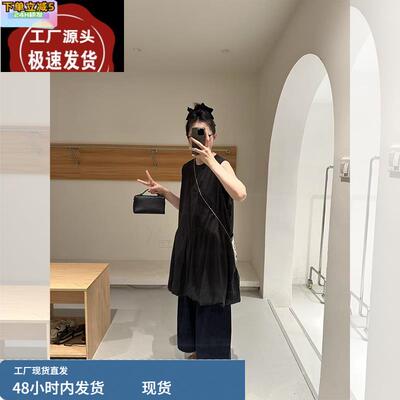 一整套ootd穿搭慵懒风松弛感无袖连衣裙牛仔裤两件套装女夏季新款