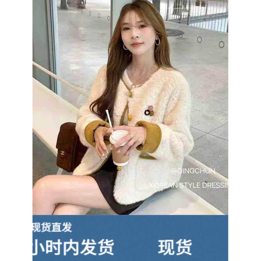 小香风皮毛一体外套女秋冬季韩版新款宽松时尚加厚羊羔毛短款上衣,运动/瑜伽/健身/球迷用品,广场舞套装,淘宝优惠券,粉丝福利购,淘宝优惠卷