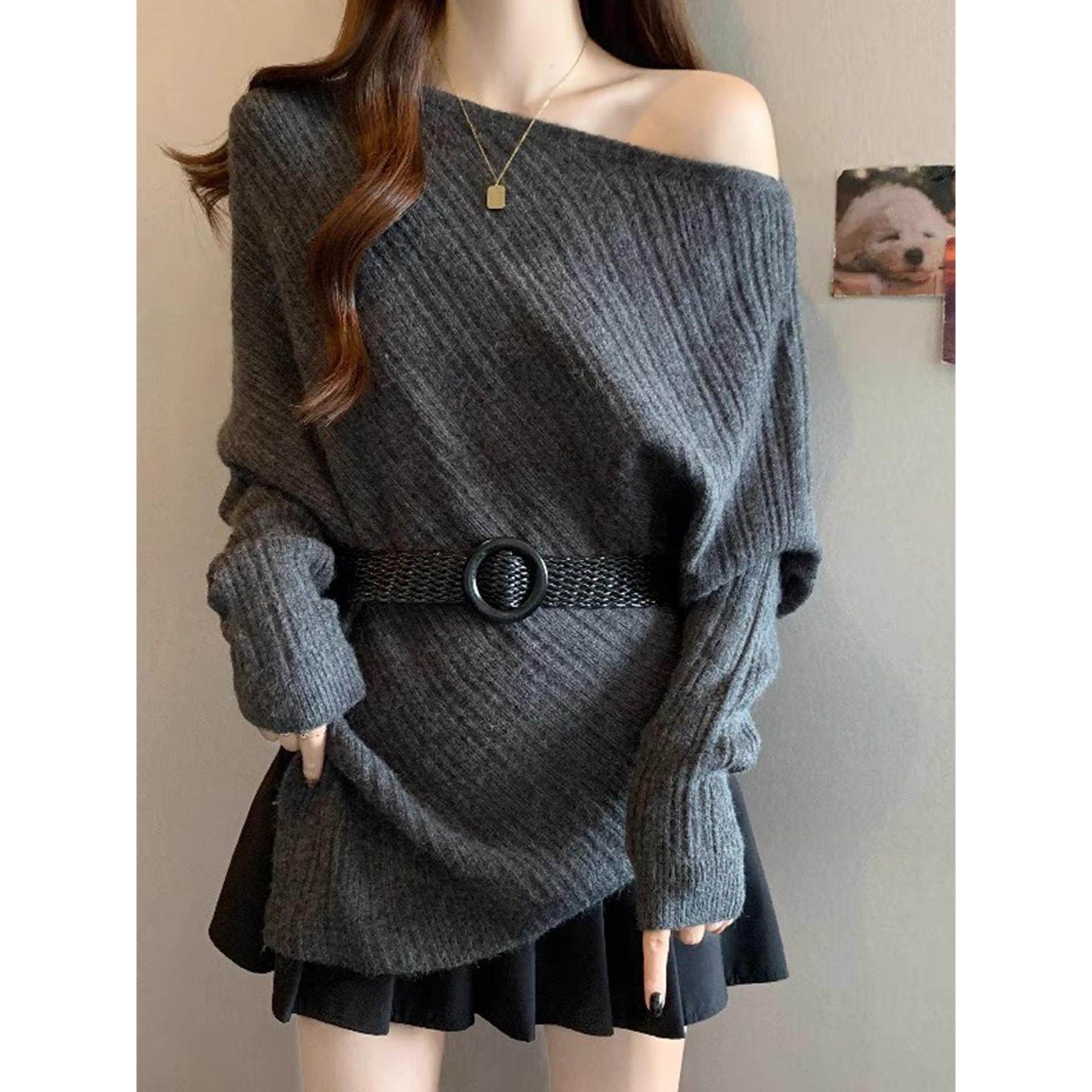大码小众设计感露肩内搭针织打底衫女早秋胖mm显瘦不规则收腰上衣,模玩/动漫/周边/娃圈三坑/桌游,Cosplay女装/cos女装,淘宝优惠券,粉丝福利购,淘宝优惠卷