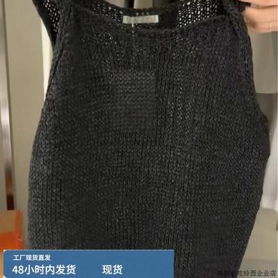 深圳南油高奢女装黑色圆领针织无袖吊带背心秋冬叠穿外搭毛衣马甲