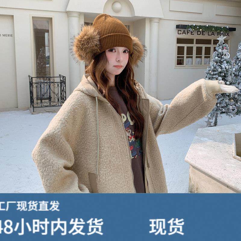 设计感羊羔毛拼接颗粒绒外套女2025新款冬季流行皮毛一体棒球棉服,运动/瑜伽/健身/球迷用品,广场舞套装,淘宝优惠券,粉丝福利购,淘宝优惠卷