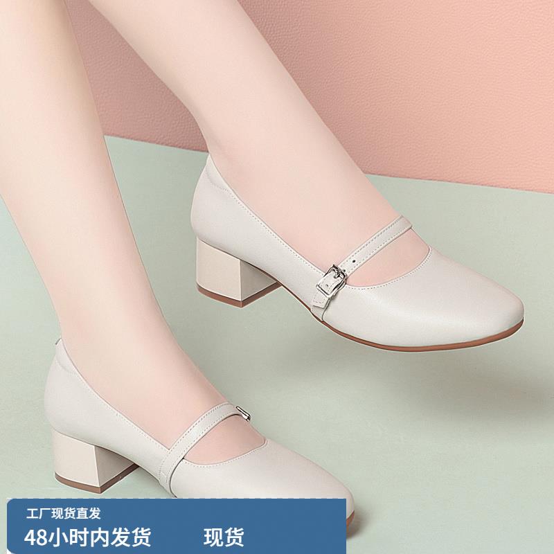 新款小码品牌女鞋31 32 33 34 码 皮鞋女真皮中跟小个子透气单鞋