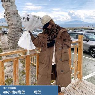 法式高级感羊羔毛大翻领冬季中长款羽绒服女学院风棉服面包服外套