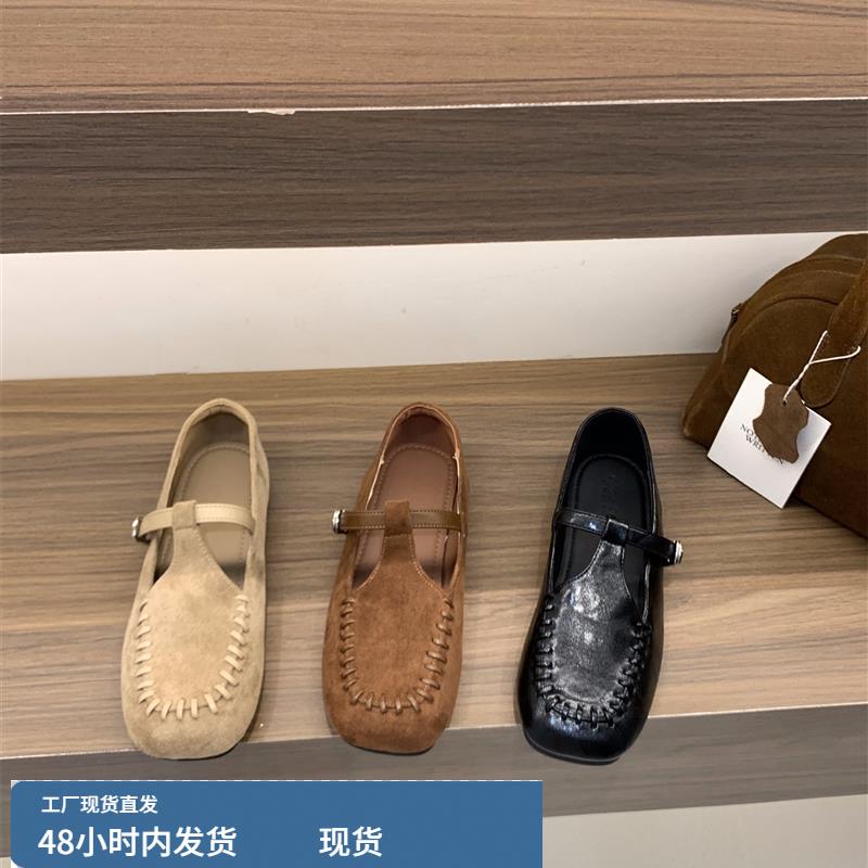 复古绒面玛丽珍小皮鞋女鞋子2025春秋季方头休闲配裙子乐福鞋单鞋