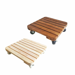移动花盆托盘带万向轮防腐木加厚实木长方形花托底座垫移物架方形