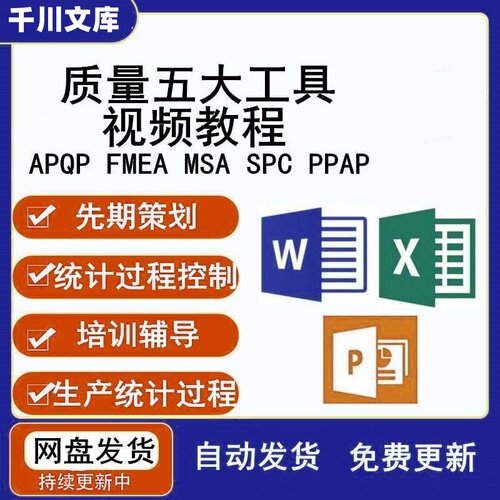 质量管理五大工具APQP详解PPAP品质MSA培训SPC及FMEA视频教程