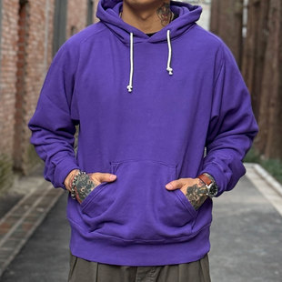 Riding High神秘紫&苹果绿日本制老式梭织机制水洗做旧连帽卫衣