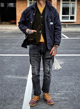 Workers Japan 8oz 水洗帆布&牛仔全衣三本针多袋复古工装夹克