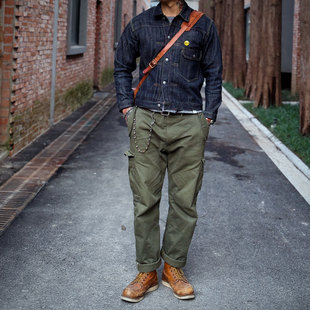 TKO 日本冈山琉球蓝染皮牌天然靛蓝染超长绒赤耳牛仔TYPE I夹克