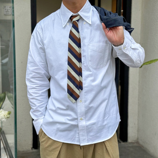 Workers Japan 日产天然贝壳扣SUPIMA棉牛津纺白色休闲长袖衬衫