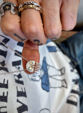 金星眼天然手工打磨鹿角骷髅项链