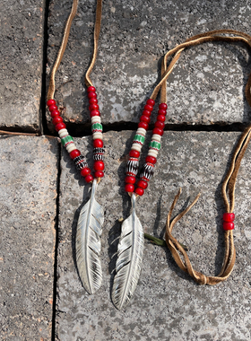 贸易珠950银珠大号羽毛项链套