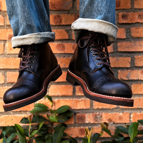 The Boots Material日本浅草制Horween CXL茶芯牛皮工装靴伞兵靴