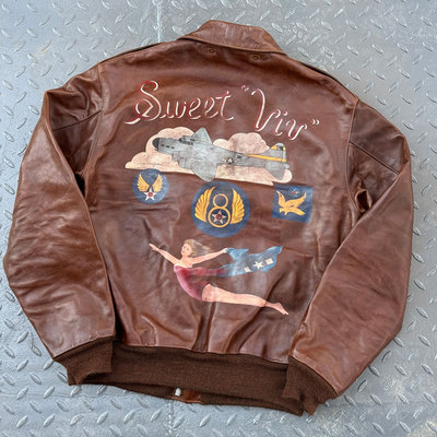 Eastman 重度水洗做旧手工彩绘小飞象皮章意大利马皮A2飞行夹克