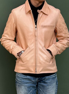 天神 Tenjin Works JS03 油脂丰润S级枥木小牛皮原色复古机车夹克