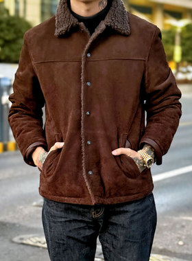 Y'2 LEATHER x DI 木村拓哉款 100%羊毛内衬复古翻毛牛皮机车夹克