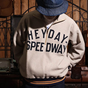 Gypsy Sons 日本制压缩羊毛尼龙混纺美式复古风半拉链设计卫衣