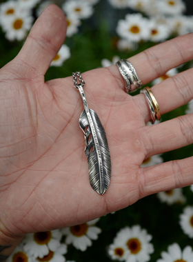 自由之翼大号羽毛吊坠项链