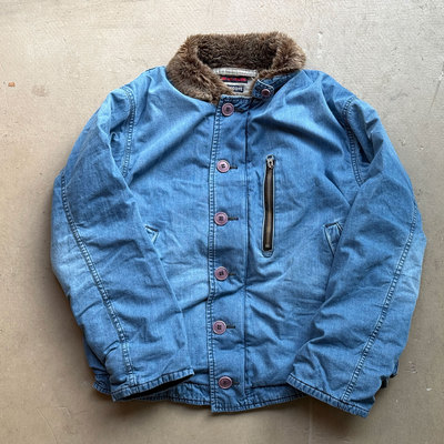Blue Blue 保暖挡风 indigo 天然蓝染水洗做旧重磅复古N1甲板服