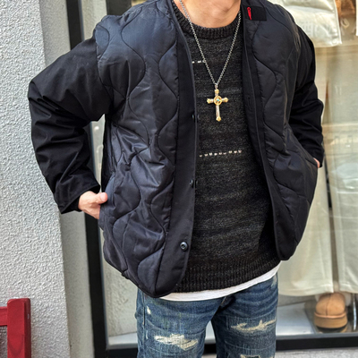 内胆式夹棉衍缝复古夹克