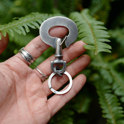 熔岩扁平化做旧挂钩式钥匙扣