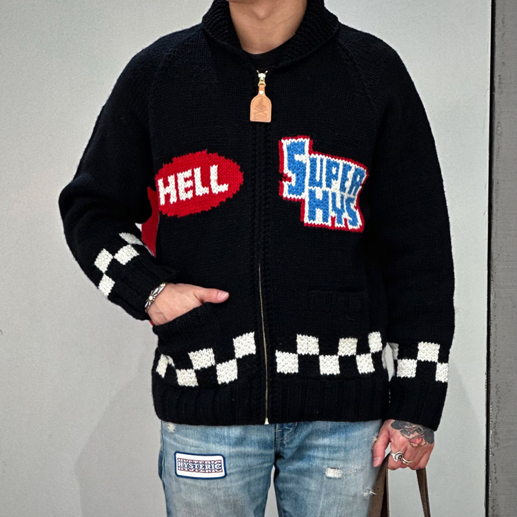 Hysteric Glamour 超重磅100%全羊毛比基尼女郎古董车棋盘格毛衣
