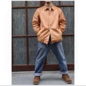 现货特价 Tenjin Works天神主线 油润牛犊皮复古设计滑板教练夹克