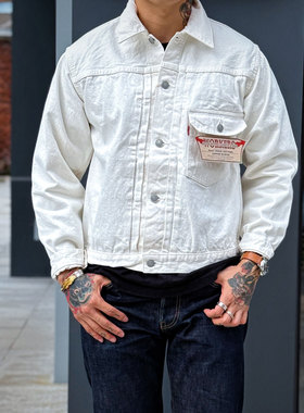 Workers Japan 超长绒13.75oz赤耳TYPE I巴黎扣一代白色牛仔夹克