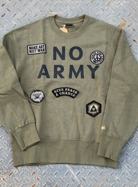 Go Hemp水洗做旧hemp麻纤维混纺反战刺绣徽章印花复古休闲卫衣