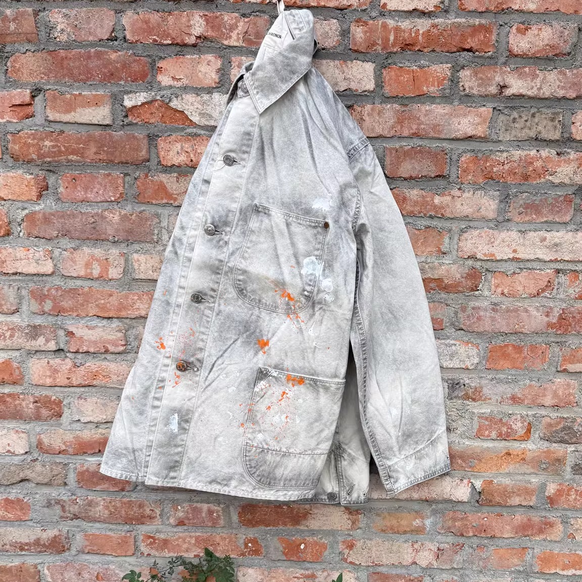 ANACHRONORM特价 日本重度炭黑油漆做旧复古四袋异布拼接工装夹克