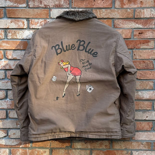 Blue 手绘扑克女郎超重磅复古N1甲板服 保暖挡风