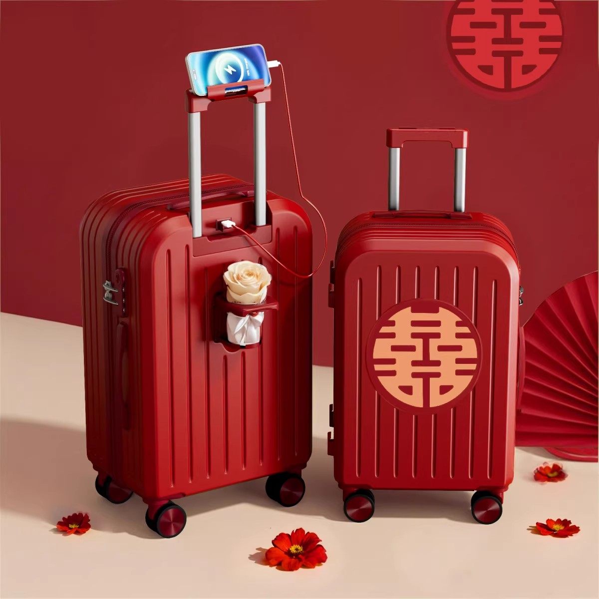 不莱玫结婚红色行李箱陪嫁喜庆箱旅行箱