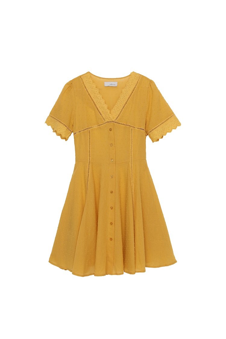 O.W|Mille idee 美兰玳 女夏 V领显瘦气质休闲连衣裙 19DW51B75