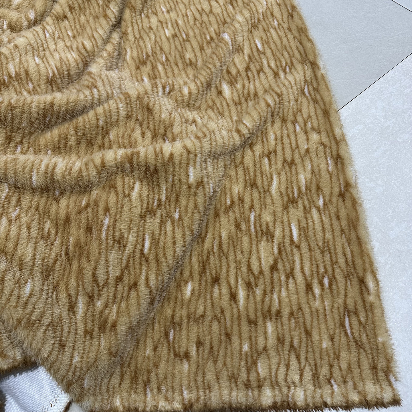 仿小金貂毛黄色猫纹服装面料玩具玩偶手工DIY演出服兽装毛绒布料