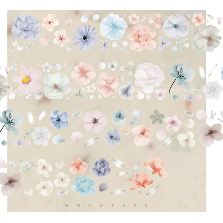 【胶带分装】moodtape 淡彩花语雾面pet特油手帐素材手账和纸胶带