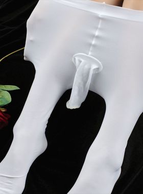 带JJ套连裤袜白丝黑丝袜包蛋性感透明伪娘男士女装大佬薄款天鹅绒