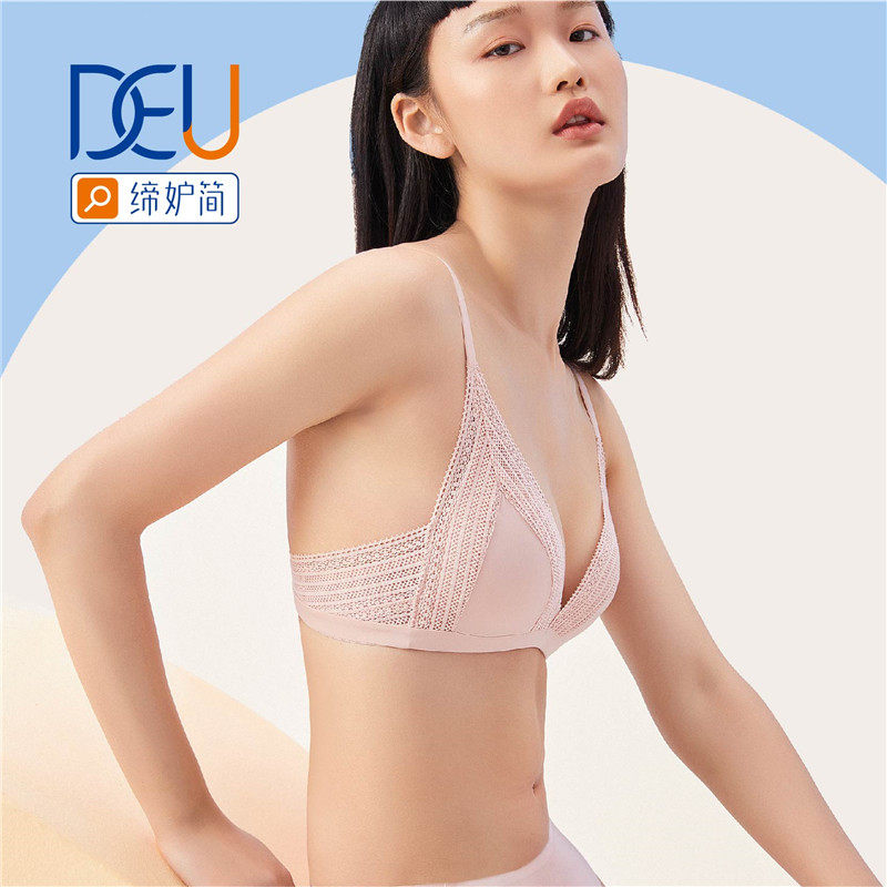 缔妒简法式三角杯文胸无钢圈无痕小胸聚拢夏性感不空杯内衣女薄款