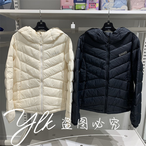 斯凯奇女梭织短款轻薄连帽羽绒服