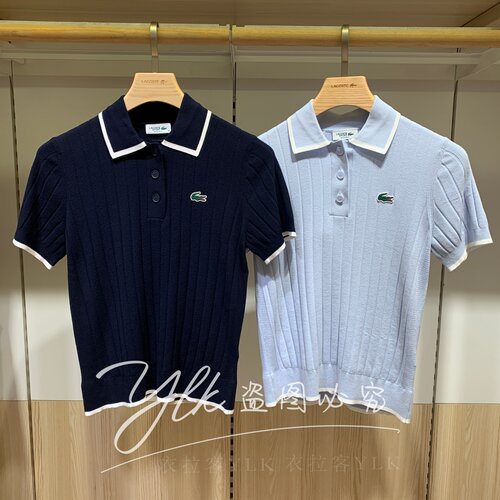 法国鳄鱼秋新女短袖POLO针织衫