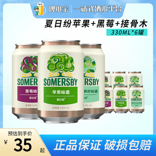 果味低度果酒啤酒 接骨木味330ml罐装 黑莓 Somersby夏日纷苹果味