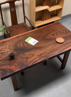 160x80x6.5南美胡桃木大板桌实木茶桌家用办公桌简约现代岛台餐桌