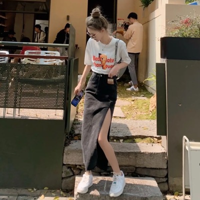 微胖女生穿搭裙子女夏轻熟风港风套装女复古chic牛仔