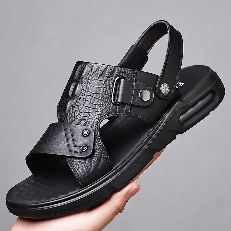 2024新款头层牛皮男士凉鞋男真皮沙滩鞋休闲男鞋大码拖鞋一件