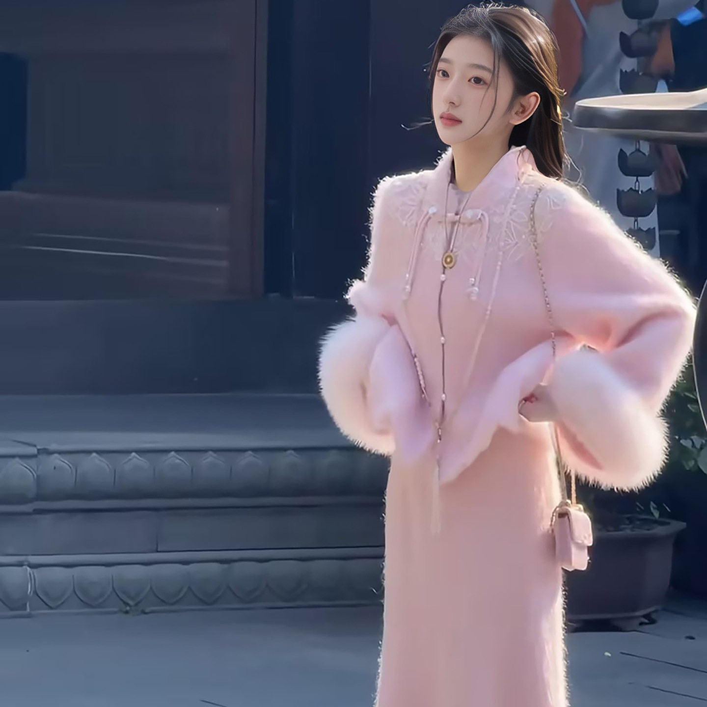 冬季时尚套装女国风新中式气质刺绣设计拉毛粉色外套+半裙女NY059,女装/女士精品,休闲运动套装,淘宝优惠券,粉丝福利购,淘宝优惠卷