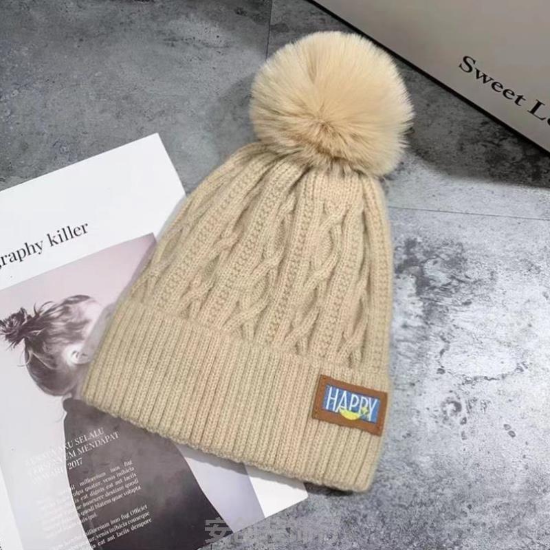 小头围帽子女子女新款学生针织毛球冷帽冬天粗毛线加绒东北麻花帽