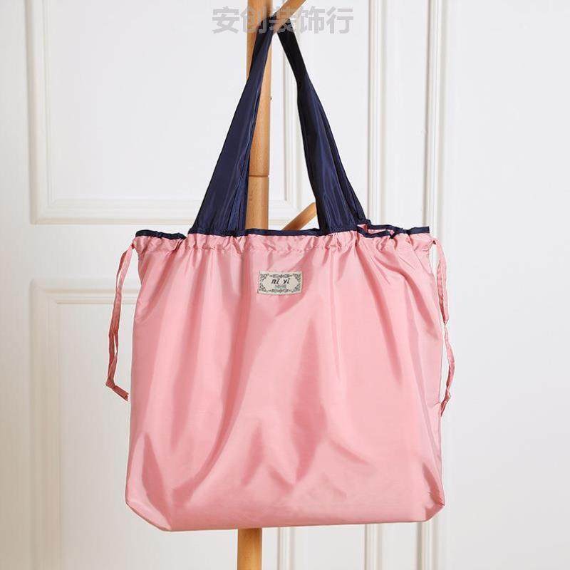 可折叠购物袋定制包女便携手提包大容量折叠旅游买菜纯色尼龙布旅